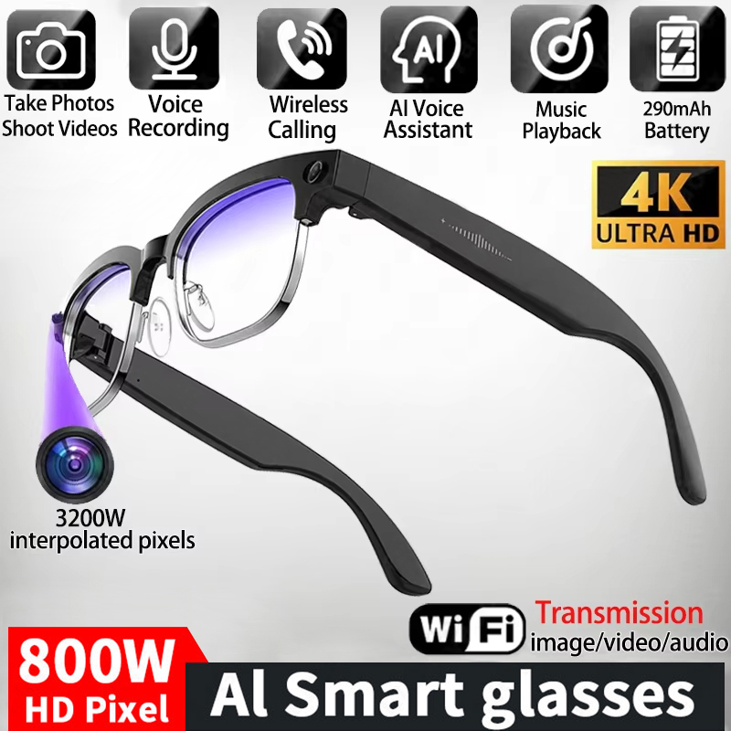 Smart Glasses Lens - 4K Smart AI Glasses 8MP Camera