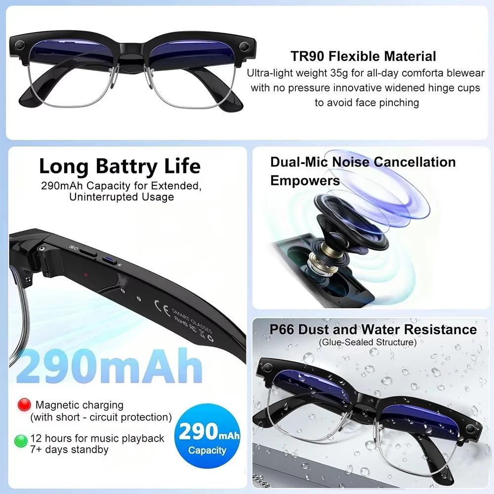 4K Smart AI Glasses 8MP Camera - Smart Glasses Lens 评论和价格