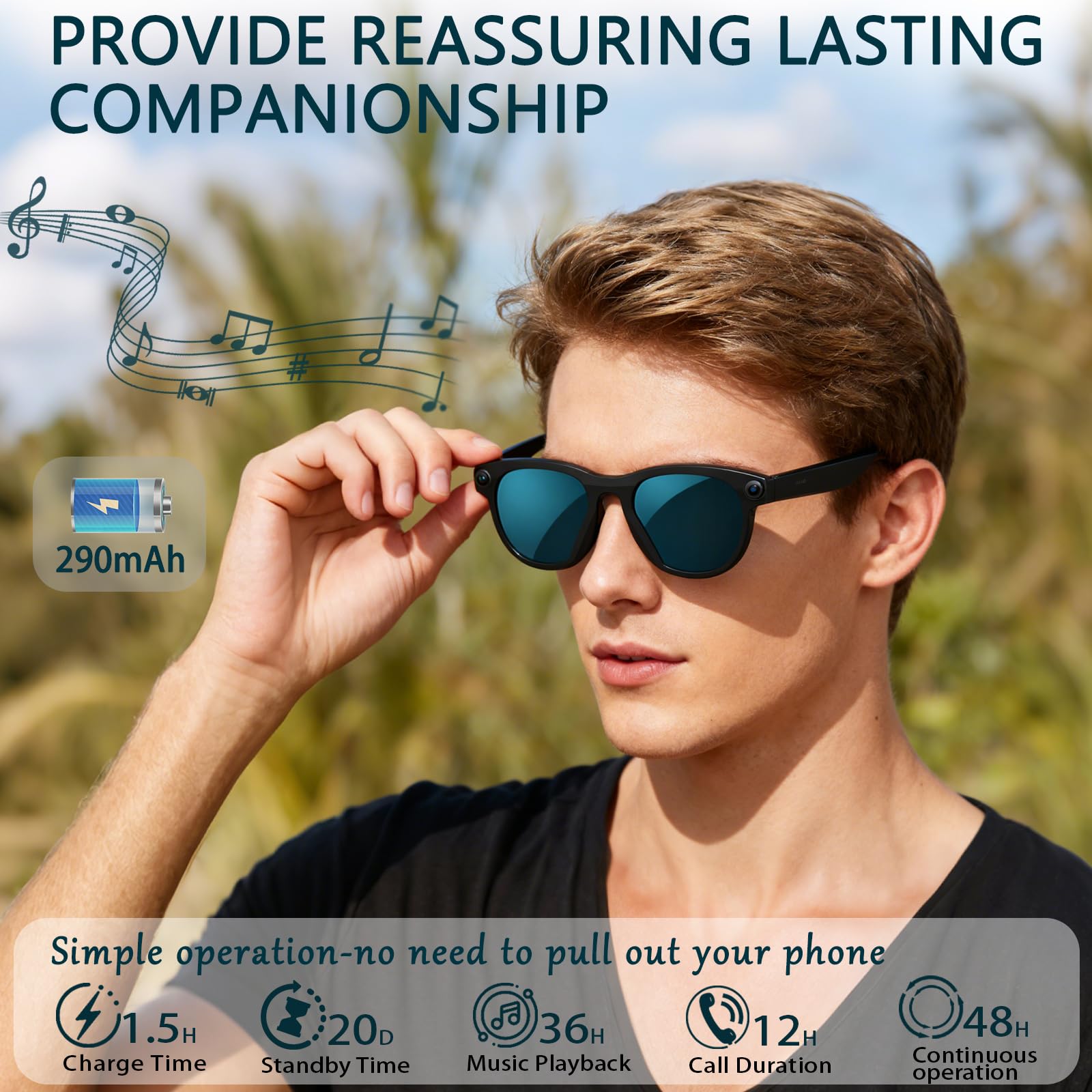 Black Smart Ai Glasses for Men - Smart Glasses Lens 评论和价格