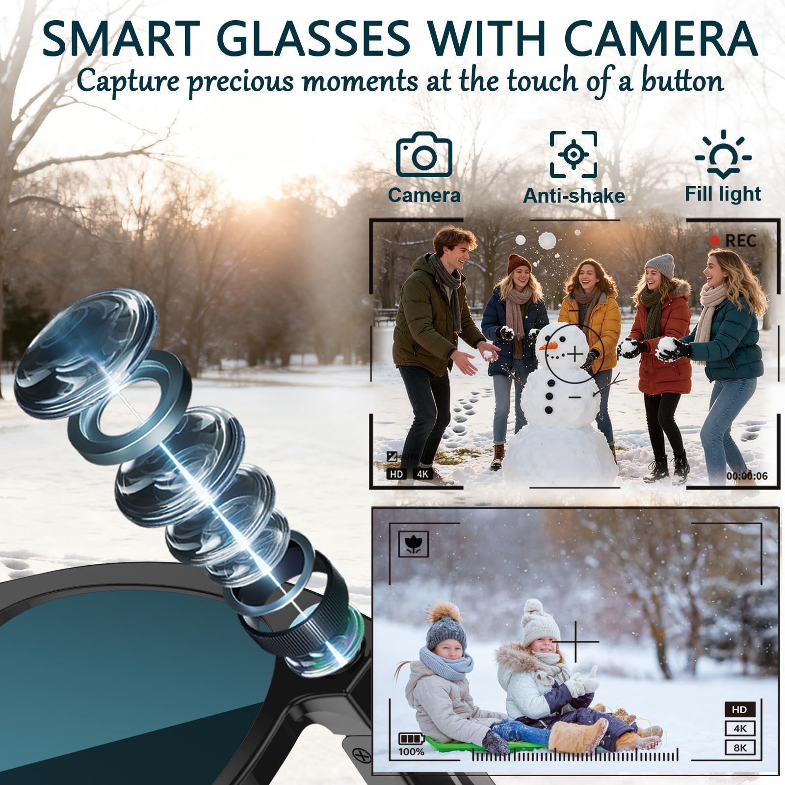 Black Smart Ai Glasses for Men - Smart Glasses Lens 评论和价格